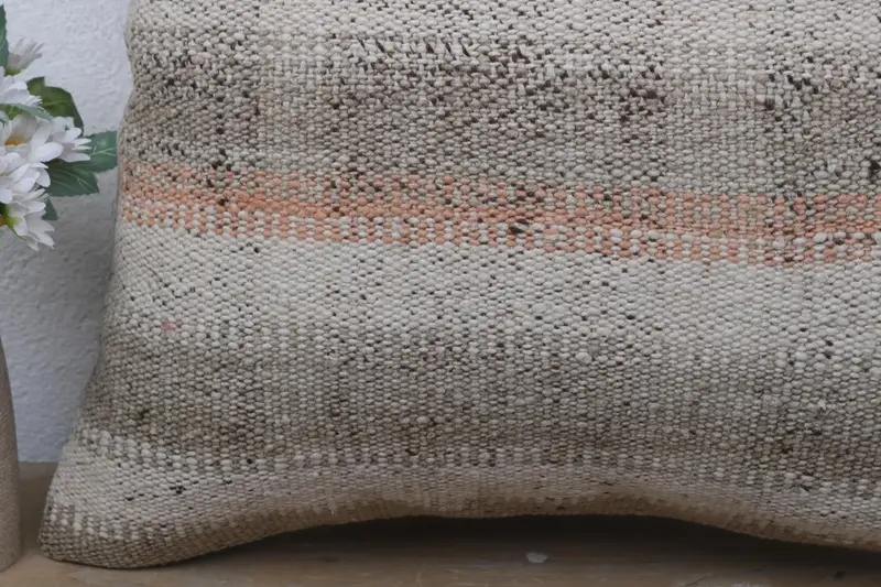 Kilim Pillow Cover, Ethnical Kilim Rug Pillow, Turkish Pillow, Accent Throw Cushion Cover, Pillow Cover, 18x18 Beige Pillow Case - 3