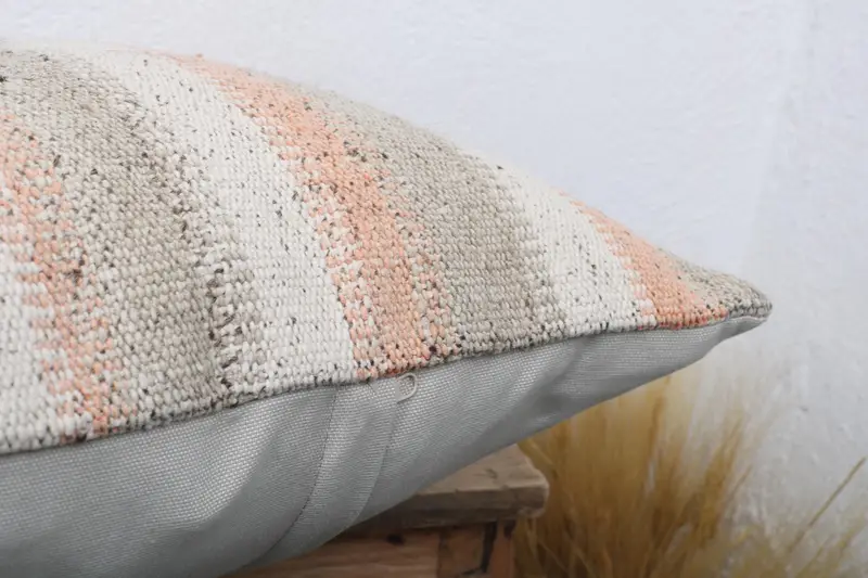 Kilim Pillow Cover, Ethnical Kilim Rug Pillow, Turkish Pillow, Accent Throw Cushion Cover, Pillow Cover, 18x18 Beige Pillow Case - 6