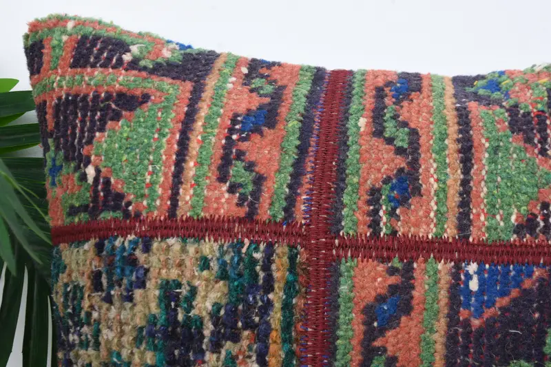 Vintage Pillow, Vintage Kilim Pillow, Outdoor Patio Pillow Cover, 16x16 Red Pillow, Boho Pillow Sham Cover, Pillow Sham - 2