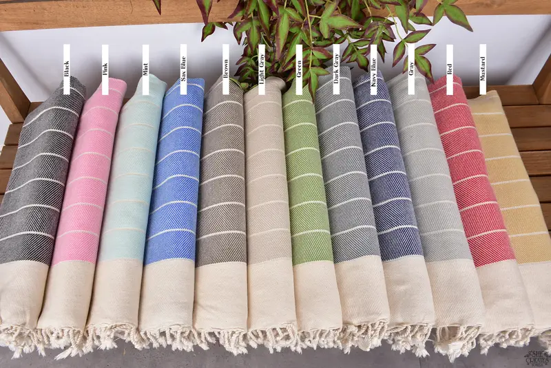 Monogram Kitchen Towel, Custom Turkish Towel, Xmas Gifts, 36x16 Cotton Striped Towel, Personalized Gift, Summer Gift, Memorial Gift, Bathroom Towels - 2