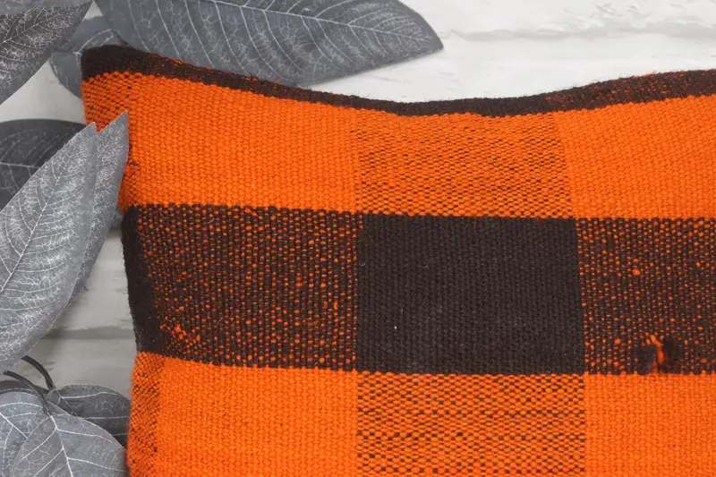 Pillow Case, Interior Designer Pillow, Morroccon Kilim Cushion Pillow, Pillow for Sofa, 14x14 Orange Cushion Case, Boho Pillow - 2