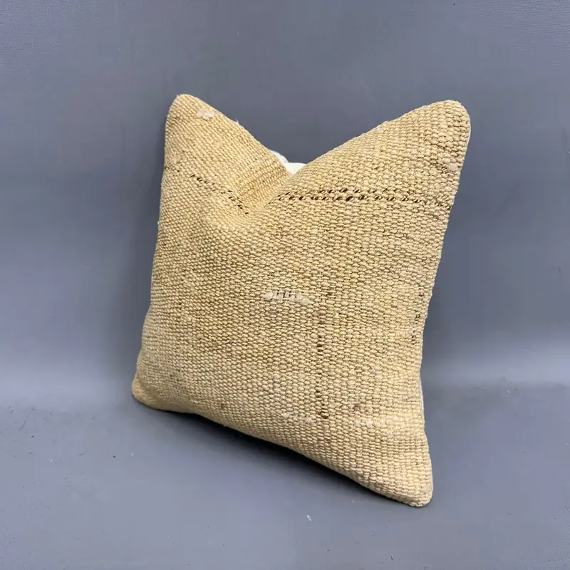 Comfy Throw Pillow Sham, 12x12 Beige Cushion Cover, Cushion, Kilim Pillow, Vintage Kilim Throw Pillow, Toss Cushion Case, Turkish Pillow - 2