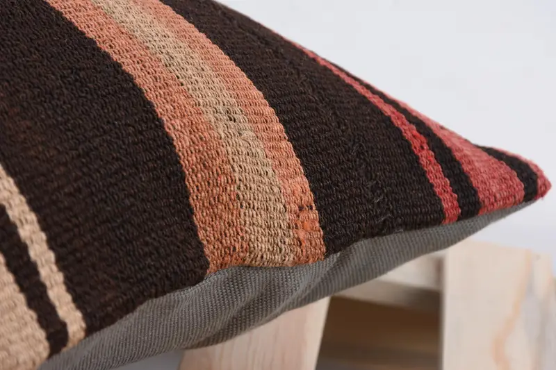 Turkish Bench Cushion Case, Cushion, 12x12 Brown Pillow Sham, Handwoven Pillow Cover Cushion, Vintage Kilim Pillow, Throw Kilim Pillow, Boho Pillow - 7