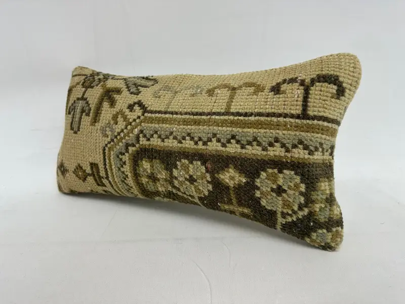 Kilim Yastık Sham, Antika Yastıklar, Vintage Kilim atma Yastığı, Özelleştirilmiş Yastık Kapağı, 10x20 Bej Yastık Kılıfı, Yastık Sham - 3
