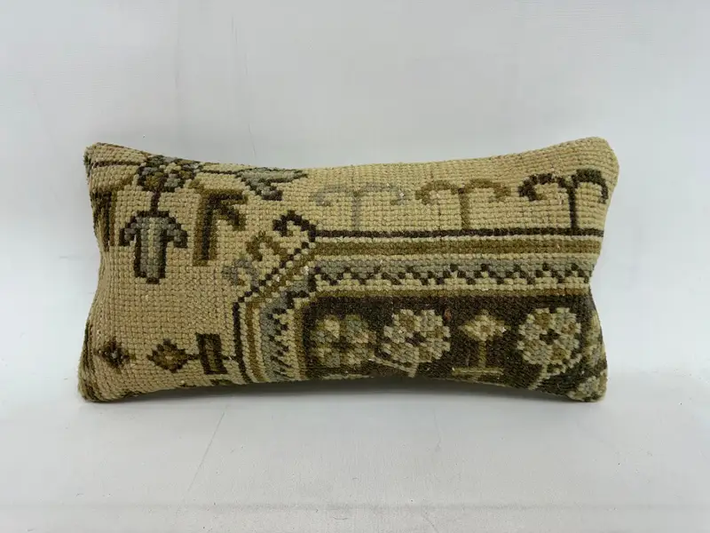 Kilim Yastık Sham, Antika Yastıklar, Vintage Kilim atma Yastığı, Özelleştirilmiş Yastık Kapağı, 10x20 Bej Yastık Kılıfı, Yastık Sham - 1