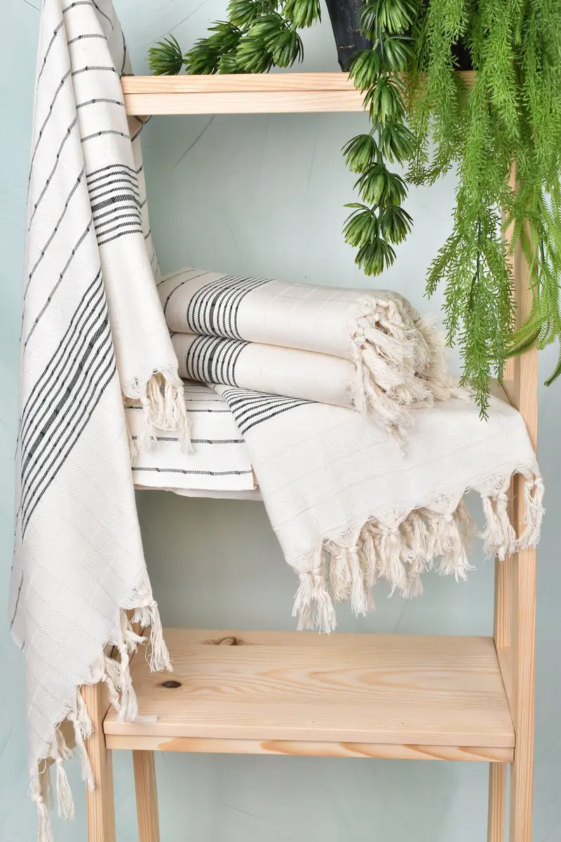 70x40 Cotton Striped Towel, Handmade Gift, Handwoven Turkish bath towel, Quick-dry towel, Turkish Towel Monogram, Cotton towel, Gift For Bride - 6