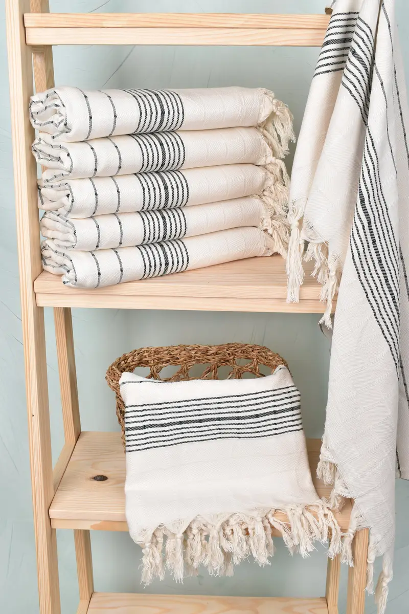 70x40 Cotton Striped Towel, Handmade Gift, Handwoven Turkish bath towel, Quick-dry towel, Turkish Towel Monogram, Cotton towel, Gift For Bride - 3