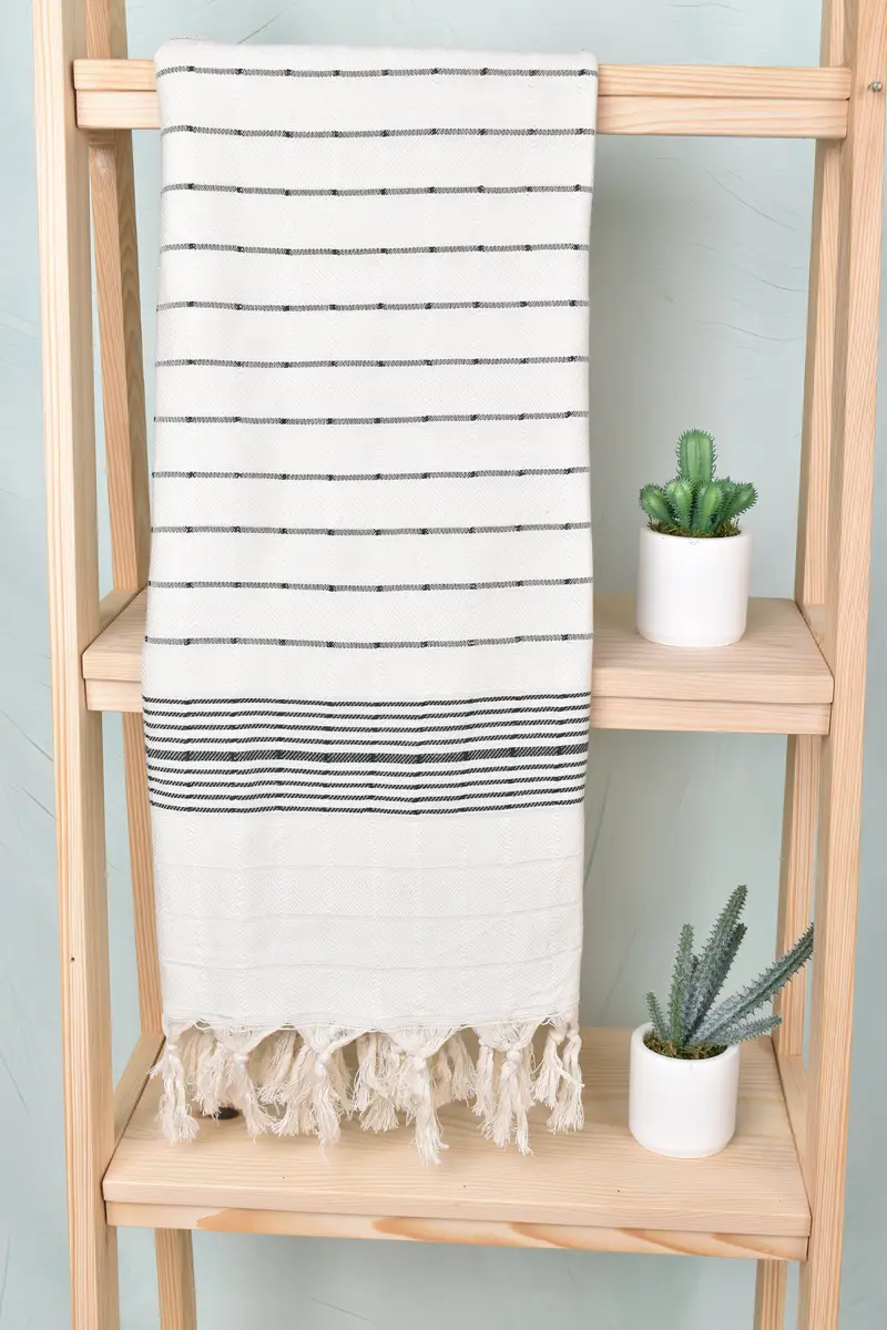 70x40 Cotton Striped Towel, Handmade Gift, Handwoven Turkish bath towel, Quick-dry towel, Turkish Towel Monogram, Cotton towel, Gift For Bride - 8