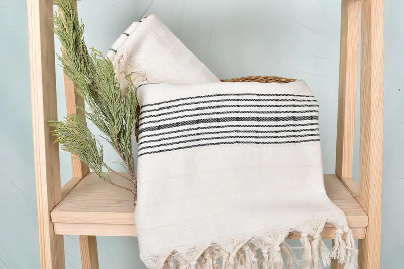 70x40 Cotton Striped Towel, Handmade Gift, Handwoven Turkish bath towel, Quick-dry towel, Turkish Towel Monogram, Cotton towel, Gift For Bride - 4