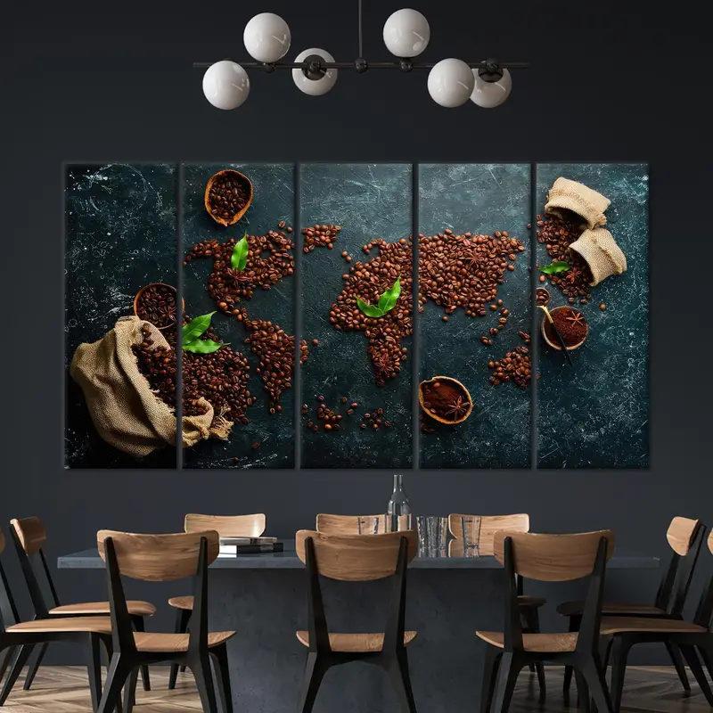 Coffee Map Art, Map Canvas Decor, World Map Canvas Art, Kitchen Art Decor, Coffee Lover Gift, Coffee Canvas Art, Home Decor Wall Art - 5