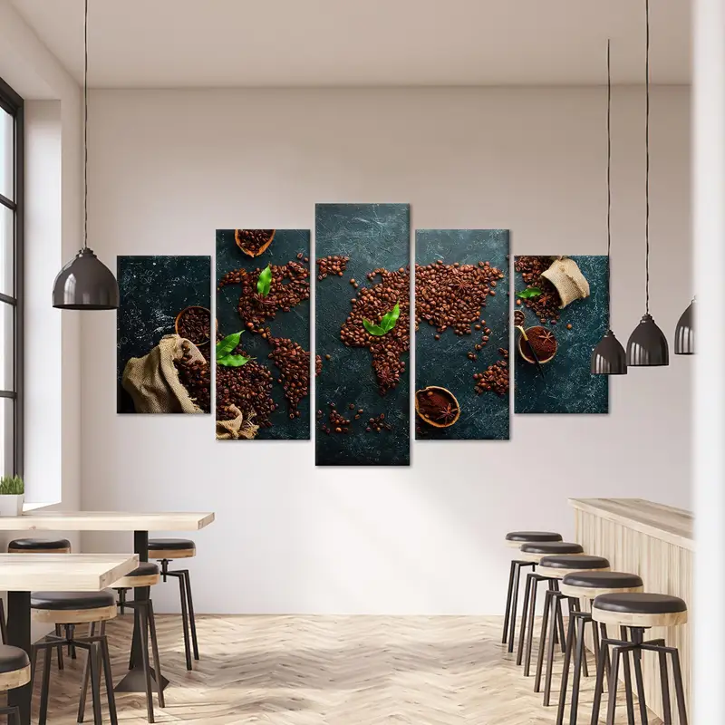 Coffee Map Art, Map Canvas Decor, World Map Canvas Art, Kitchen Art Decor, Coffee Lover Gift, Coffee Canvas Art, Home Decor Wall Art - 6