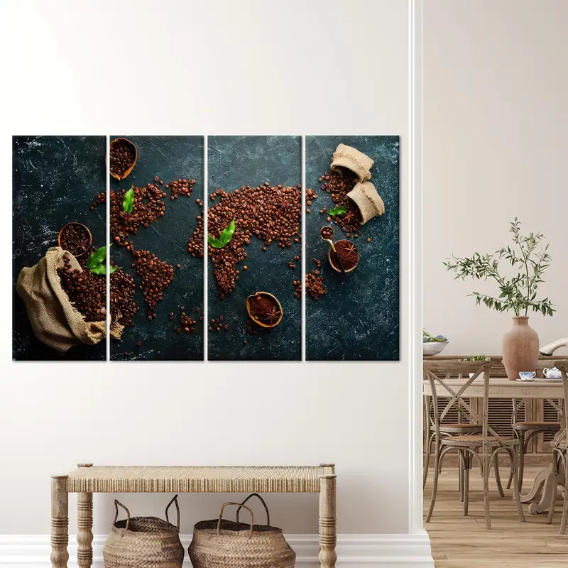 Coffee Map Art, Map Canvas Decor, World Map Canvas Art, Kitchen Art Decor, Coffee Lover Gift, Coffee Canvas Art, Home Decor Wall Art - 2