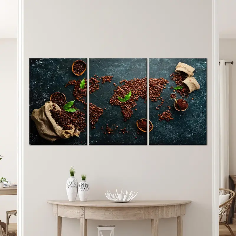 Coffee Map Art, Map Canvas Decor, World Map Canvas Art, Kitchen Art Decor, Coffee Lover Gift, Coffee Canvas Art, Home Decor Wall Art - 4