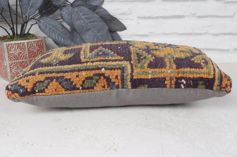 8x16 Blue Pillow Case, Turkish Kilim Pillow, Pillow Case, Ikat Pillow Case, Boho Pillow Sham Cover, Vintage Kilim Throw Pillow - 5