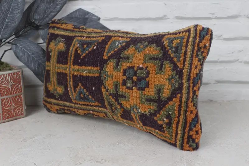 8x16 Blue Pillow Case, Turkish Kilim Pillow, Pillow Case, Ikat Pillow Case, Boho Pillow Sham Cover, Vintage Kilim Throw Pillow - 3