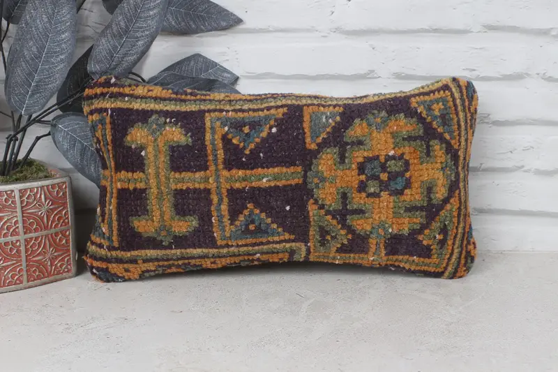 8x16 Blue Pillow Case, Turkish Kilim Pillow, Pillow Case, Ikat Pillow Case, Boho Pillow Sham Cover, Vintage Kilim Throw Pillow - 1