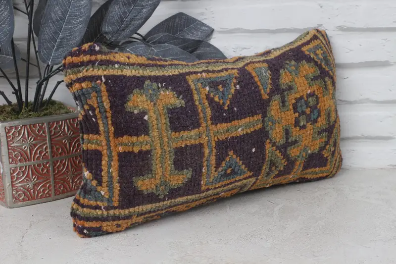 8x16 Blue Pillow Case, Turkish Kilim Pillow, Pillow Case, Ikat Pillow Case, Boho Pillow Sham Cover, Vintage Kilim Throw Pillow - 4