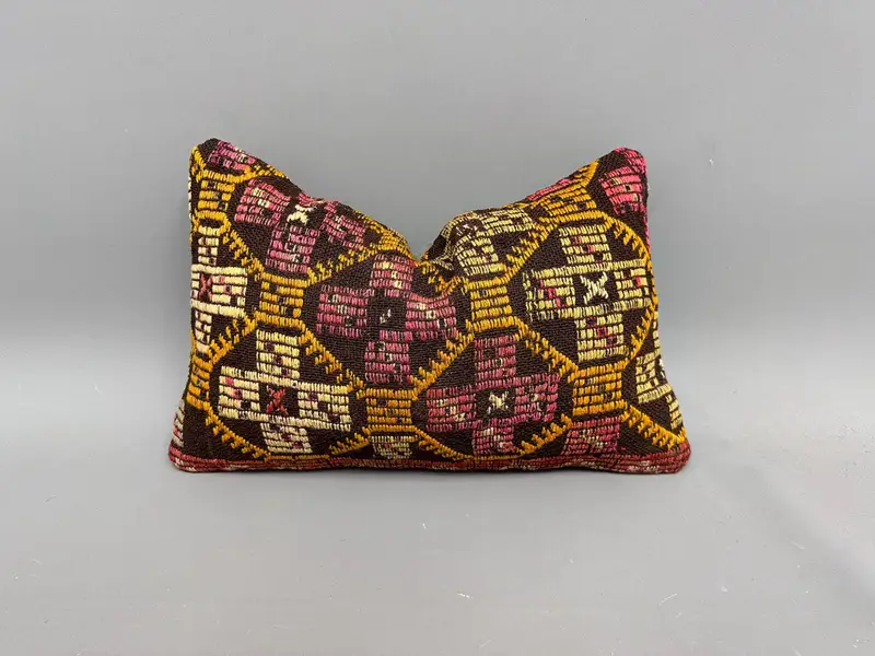 Pillow Cover, 12x20 Yellow Pillow Case, Pillow for Sofa, Boho Pillow, Oriental Pillow Sham, Colorful Cushion Cover, Turkish Pillow - 1