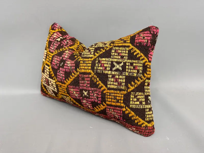 Pillow Cover, 12x20 Yellow Pillow Case, Pillow for Sofa, Boho Pillow, Oriental Pillow Sham, Colorful Cushion Cover, Turkish Pillow - 3