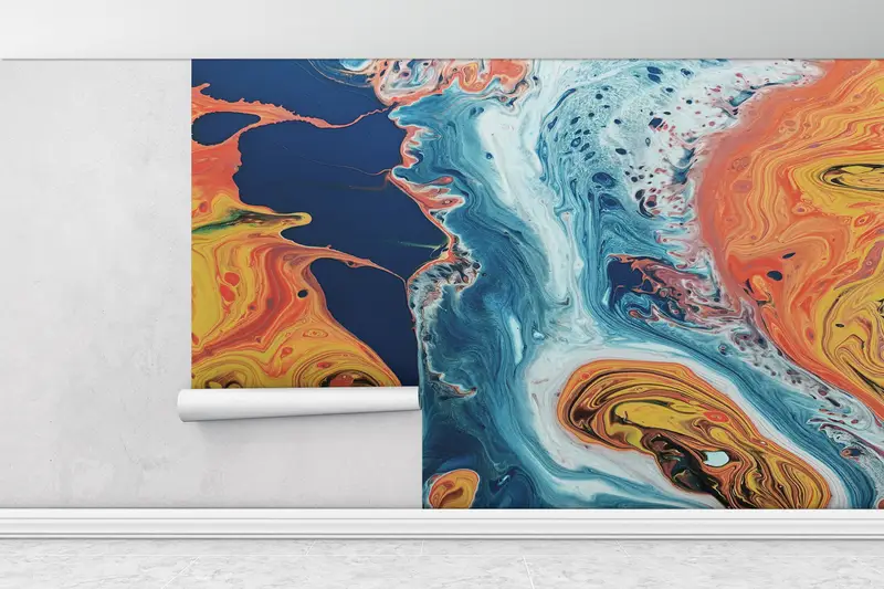 Modern Wall Paper,Abstract Colorful,Wall Paper Peel and Stick,Contemporary Wall Paper,Colorful,Bright Wall Paper,Modern Wall Decor, - 1
