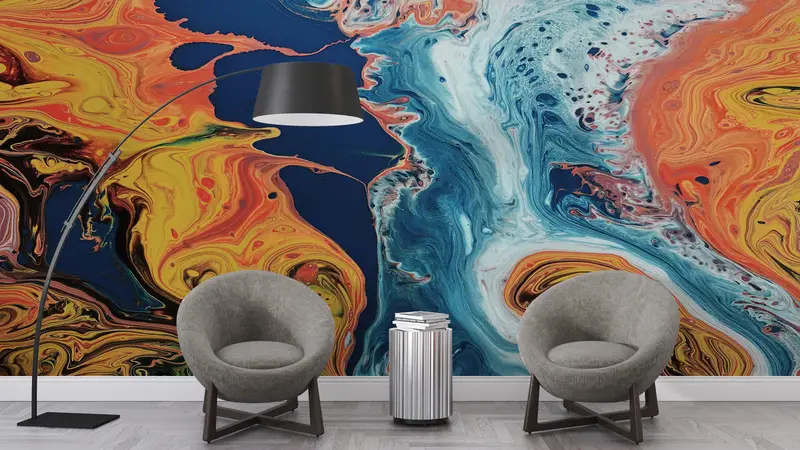 Modern Wall Paper,Abstract Colorful,Wall Paper Peel and Stick,Contemporary Wall Paper,Colorful,Bright Wall Paper,Modern Wall Decor, - 4