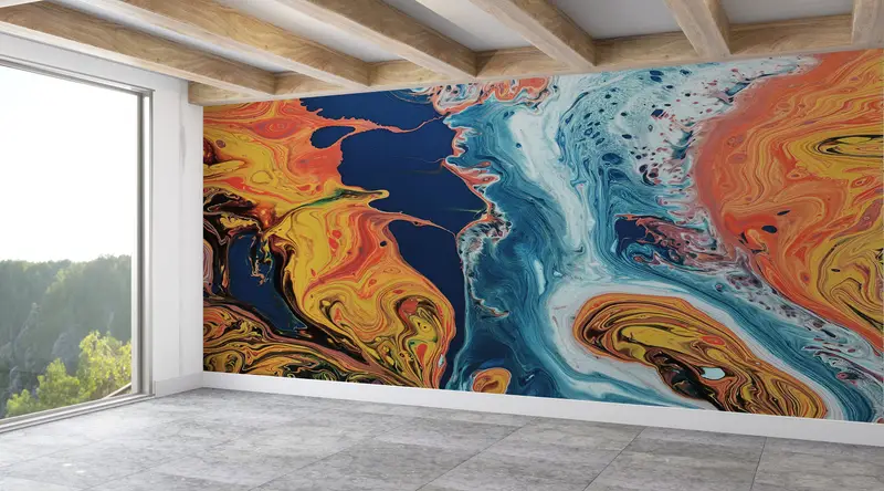 Modern Wall Paper,Abstract Colorful,Wall Paper Peel and Stick,Contemporary Wall Paper,Colorful,Bright Wall Paper,Modern Wall Decor, - 2