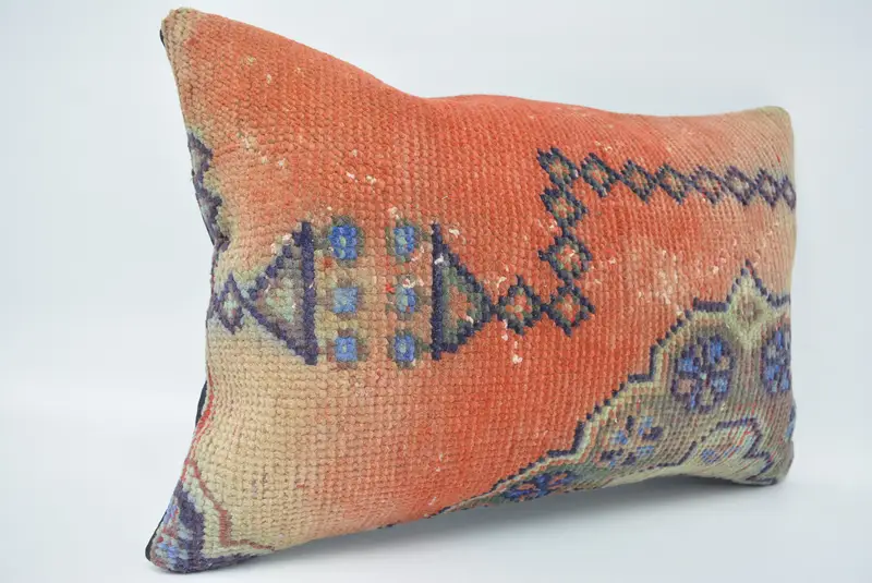 Boho Pillow, Throw Kilim Pillow, Handmade Kilim Cushion, Turkish Rugs Pillow Sham, 16x24 Red Cushion, Farmhouse Cushion Case, Pillow - 3