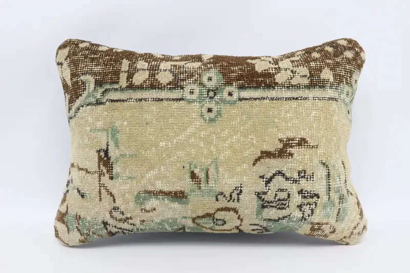 Pillow for Couch, Kilim Cushion Sham, Office Chair Cushion Cover, Pillow Case, Sofa Bolster Pillow Sham, 16x24 Beige Pillow, Vintage Kilim Pillow - 1