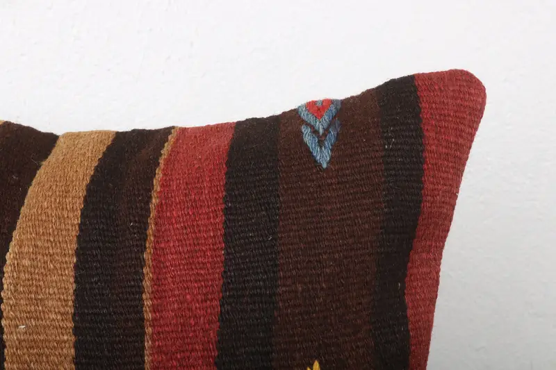 Indoor Cushion Cover, Cushion Case, Vintage Kilim Pillow, 12x24 Brown Pillow Sham, Hippie Throw Cushion, Kilim Cushion Sham, Handmade Kilim Cushion - 5