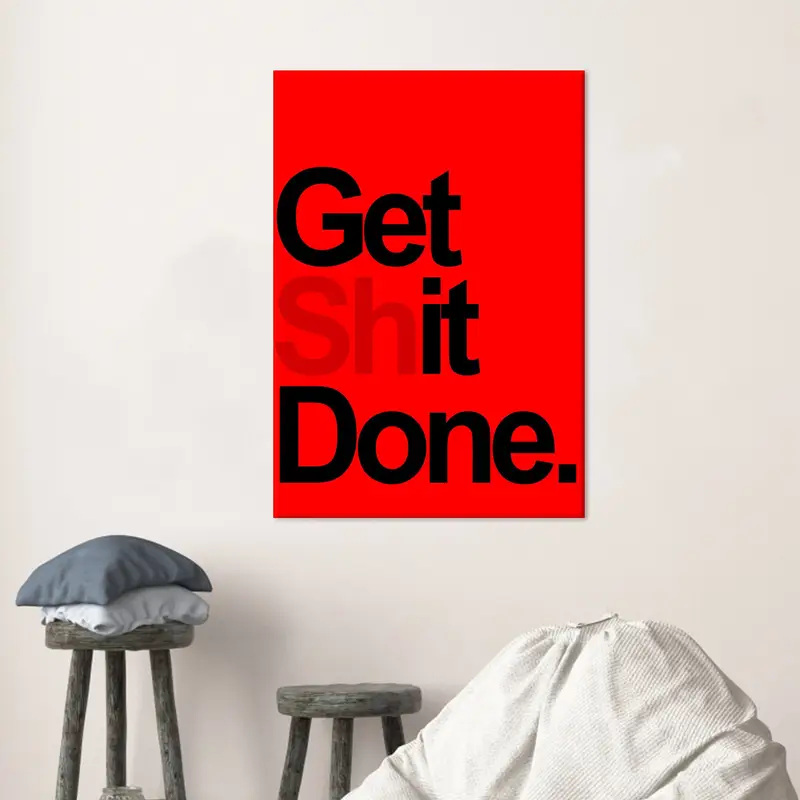 Get Shit Done, Get it Done, Red Wall Art, Modern Canvas, Trendy Wall Art, Office Wall Decor, Canvas Wall Art, Bedroom Decor, Luxury Wall Art - 3