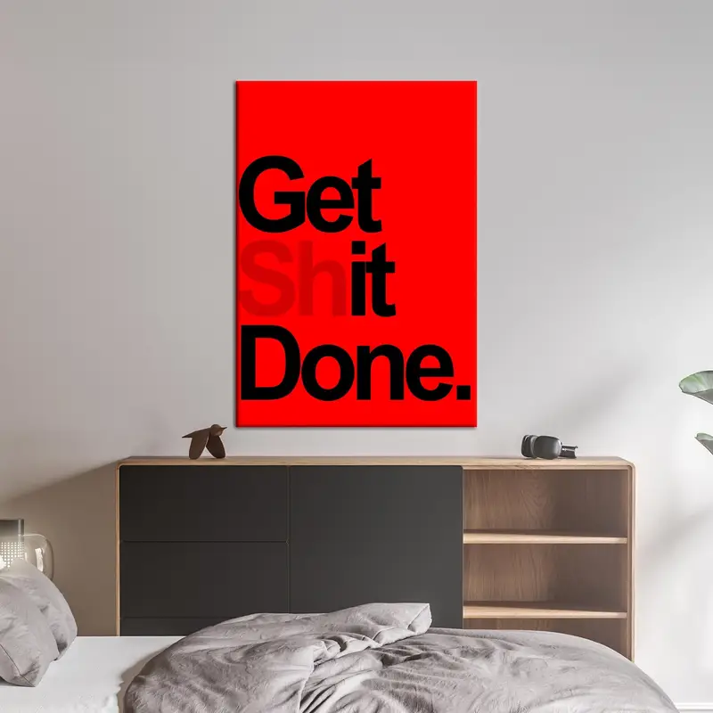 Get Shit Done, Get it Done, Red Wall Art, Modern Canvas, Trendy Wall Art, Office Wall Decor, Canvas Wall Art, Bedroom Decor, Luxury Wall Art - 1