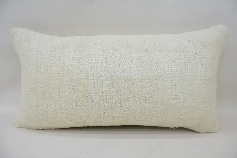 Turkish Kilim Pillow, Boho Pillow, 12x24 Beige Pillow, Personalized Gift Pillow Pillow, Handwoven Pillow Case, Cushion, Pillow for Sofa - 4