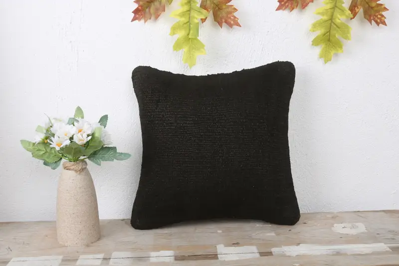 Pillow Sham, 12x12 Brown Pillow Cover, Antique Pillows, Cozy Throw Pillow Cover, Pillow for Sofa, Christmas Pillow Cover, Handmade Kilim Cushion - 2