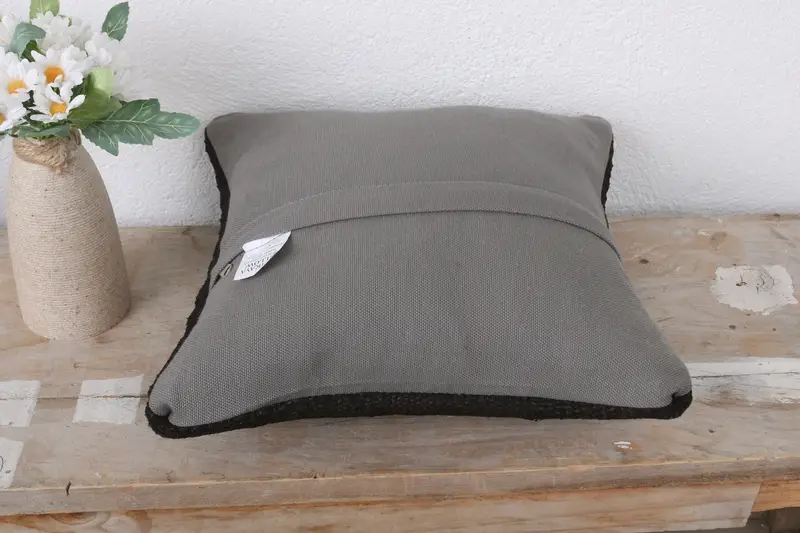 Pillow Sham, 12x12 Brown Pillow Cover, Antique Pillows, Cozy Throw Pillow Cover, Pillow for Sofa, Christmas Pillow Cover, Handmade Kilim Cushion - 7