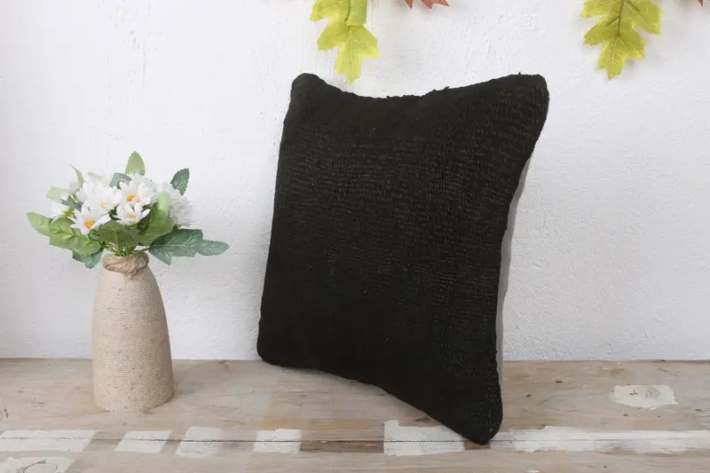 Pillow Sham, 12x12 Brown Pillow Cover, Antique Pillows, Cozy Throw Pillow Cover, Pillow for Sofa, Christmas Pillow Cover, Handmade Kilim Cushion - 4