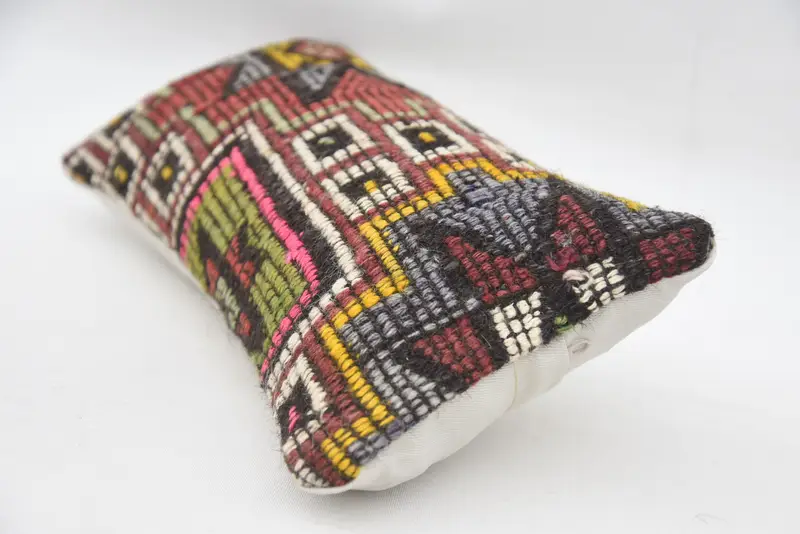 Turkish Kilim Pillow, Kilim Pillow Cover, Shabby Chic Pillow Cover, Cushion, Vintage Pillow, 8x16 Red Pillow Case, Cozy Throw Pillow - 6