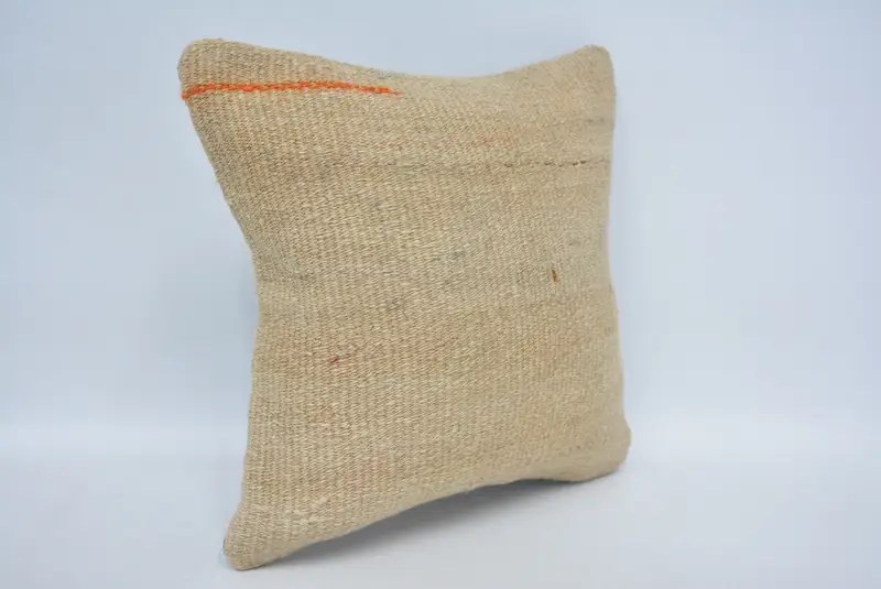 Bright Pillow Cover, Floor Pillow Sham, Turkish Rugs Pillow Cover, Gift Pillow, Pillow Cover, Boho Pillow, 12x12 Beige Cushion, Vintage Kilim Pillow - 3