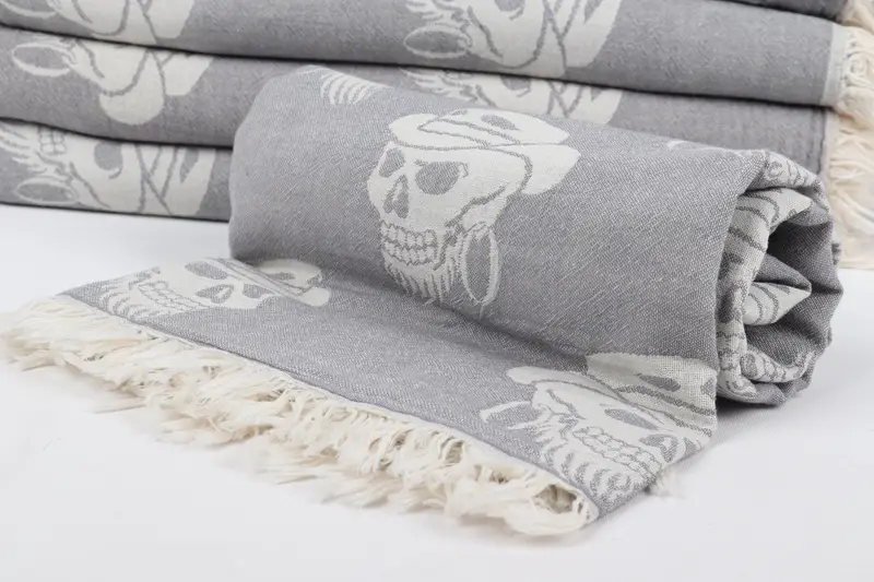 70x36 Cotton Skull Patterned Towel, Hammam towel, Spa Gift Towel, Summer Gift Ideas, Gift For Mom, Custom Gift, Bachelorette Party Gifts Bridesmaids - 5