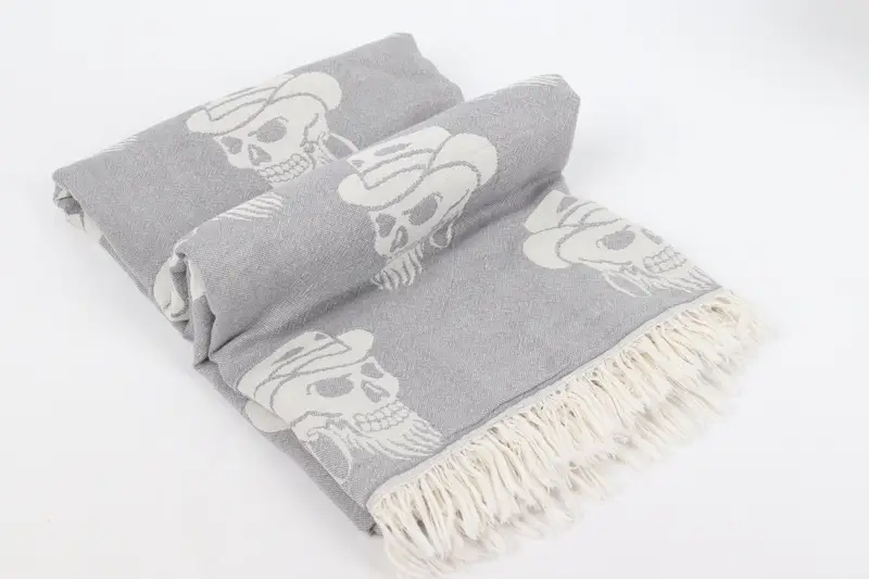 70x36 Cotton Skull Patterned Towel, Hammam towel, Spa Gift Towel, Summer Gift Ideas, Gift For Mom, Custom Gift, Bachelorette Party Gifts Bridesmaids - 7