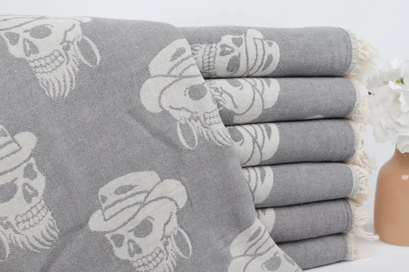 70x36 Cotton Skull Patterned Towel, Hammam towel, Spa Gift Towel, Summer Gift Ideas, Gift For Mom, Custom Gift, Bachelorette Party Gifts Bridesmaids - 2