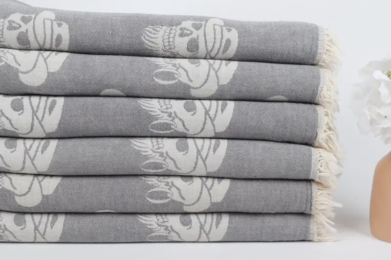 70x36 Cotton Skull Patterned Towel, Hammam towel, Spa Gift Towel, Summer Gift Ideas, Gift For Mom, Custom Gift, Bachelorette Party Gifts Bridesmaids - 4