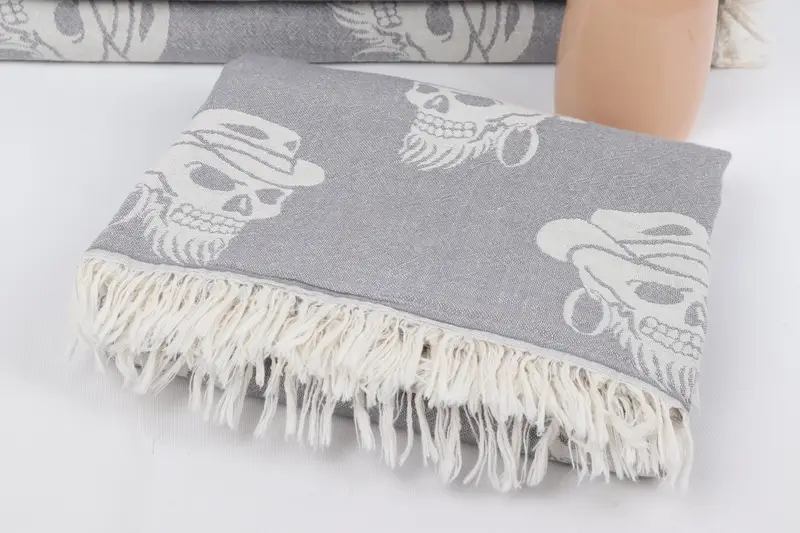 70x36 Cotton Skull Patterned Towel, Hammam towel, Spa Gift Towel, Summer Gift Ideas, Gift For Mom, Custom Gift, Bachelorette Party Gifts Bridesmaids - 6