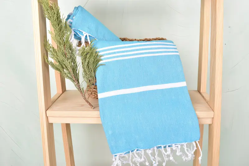 Large Turkish Towel, House Warming Gift, Monogram Beach Towel, 70x40 Cotton Striped Towel, Wedding Favors, Sand-free peshtemal towel for the beach - 4