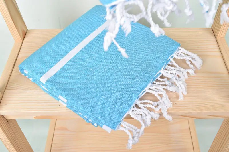 Large Turkish Towel, House Warming Gift, Monogram Beach Towel, 70x40 Cotton Striped Towel, Wedding Favors, Sand-free peshtemal towel for the beach - 5