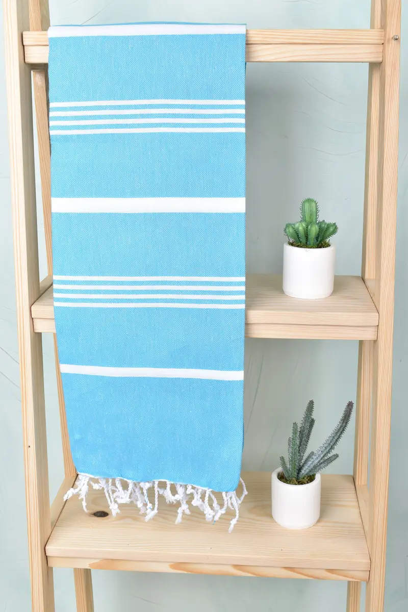 Large Turkish Towel, House Warming Gift, Monogram Beach Towel, 70x40 Cotton Striped Towel, Wedding Favors, Sand-free peshtemal towel for the beach - 8