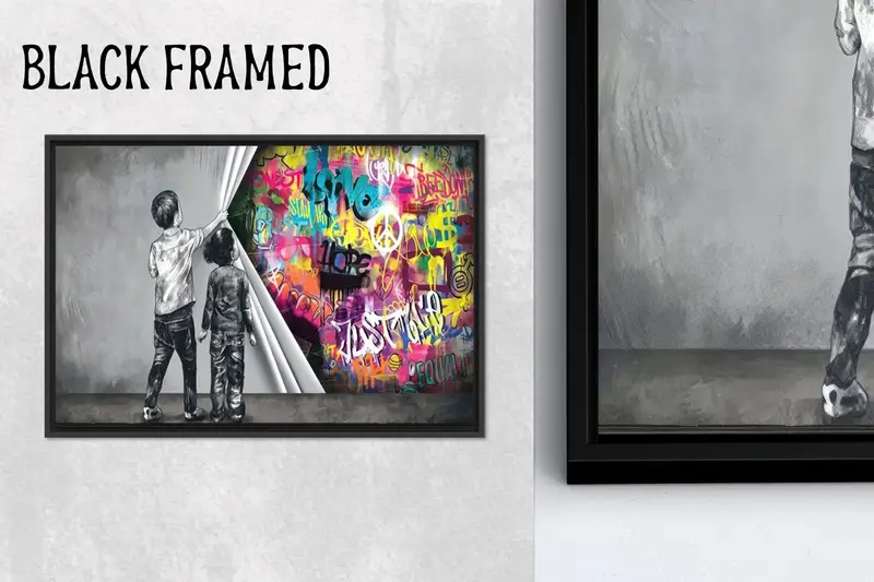 Sanatsal Banksy Boy Kanvas: Man Cave, Boy Room için Trendy Dekor