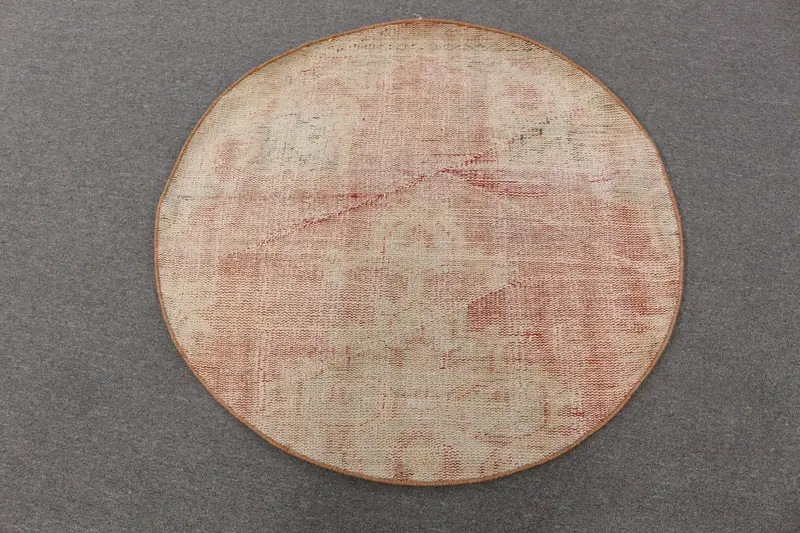 Alfombra oriental roja, 3,4x3,41 ft Elegante acento beige