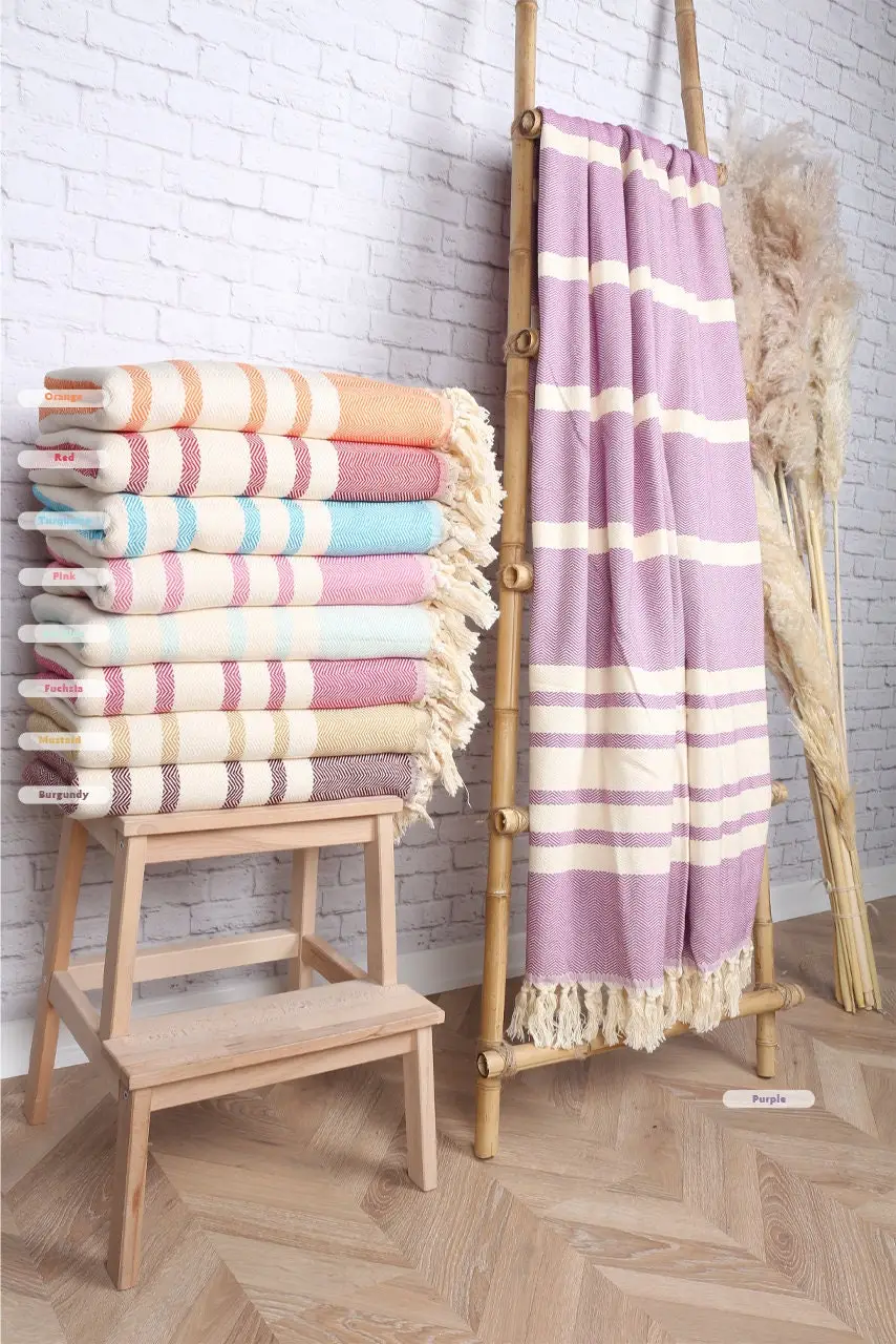 Personalized Turkish Blanket Herringbone Cotton Throw, 79x95 Inches - 1