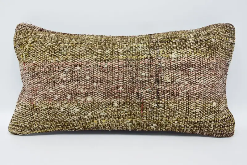 Vintage Pillow, Cotton Pillow, Home Decor Pillow, Turkish Pillow, Cushion Case, Kilim Pillow Cover, 8x16 Brown Cushion, Floor Pillow - 1