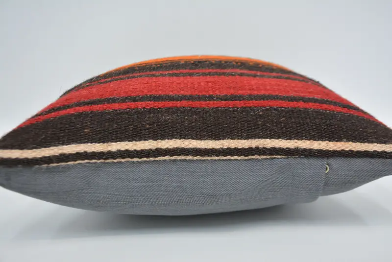 Kilim Cushion Sham, Bolster Cushion Cover, Cushion Case, 14x14 Orange Cushion Case, Pastel Pillow Case, Kilim Pillow Cover, Antique Pillows - 5